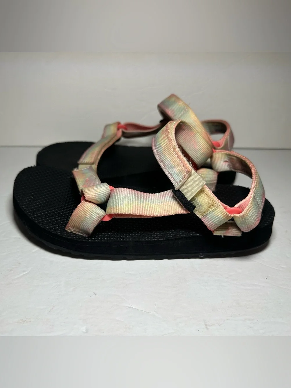 Teva Girl's Original Universal Pastel Tie-Dye Sorbet Lemon Summer Outdoor Sz 3